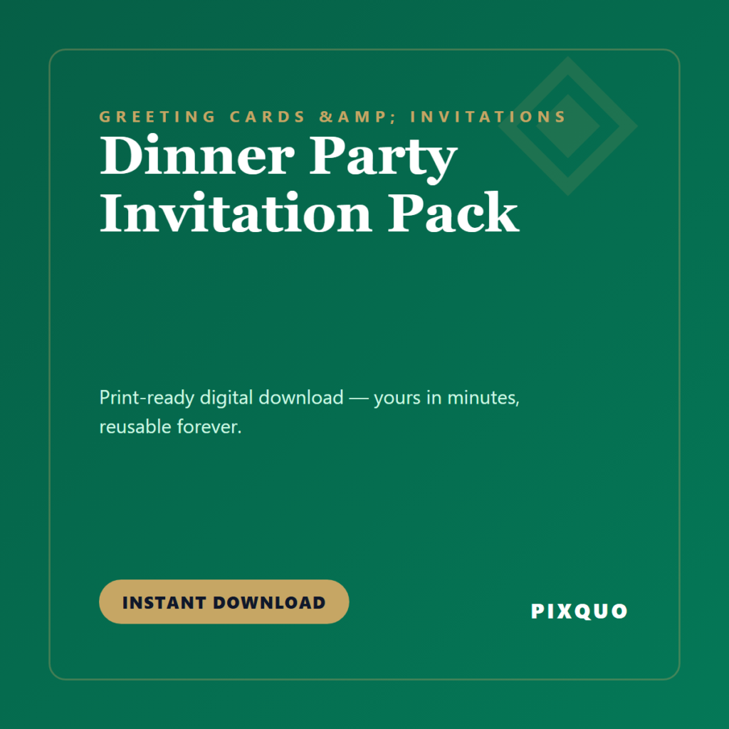 Dinner Party Invitation Pack — printable digital download