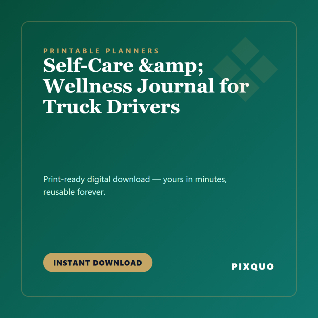 Self-Care & Wellness Journal for Truck Drivers — printable digital download