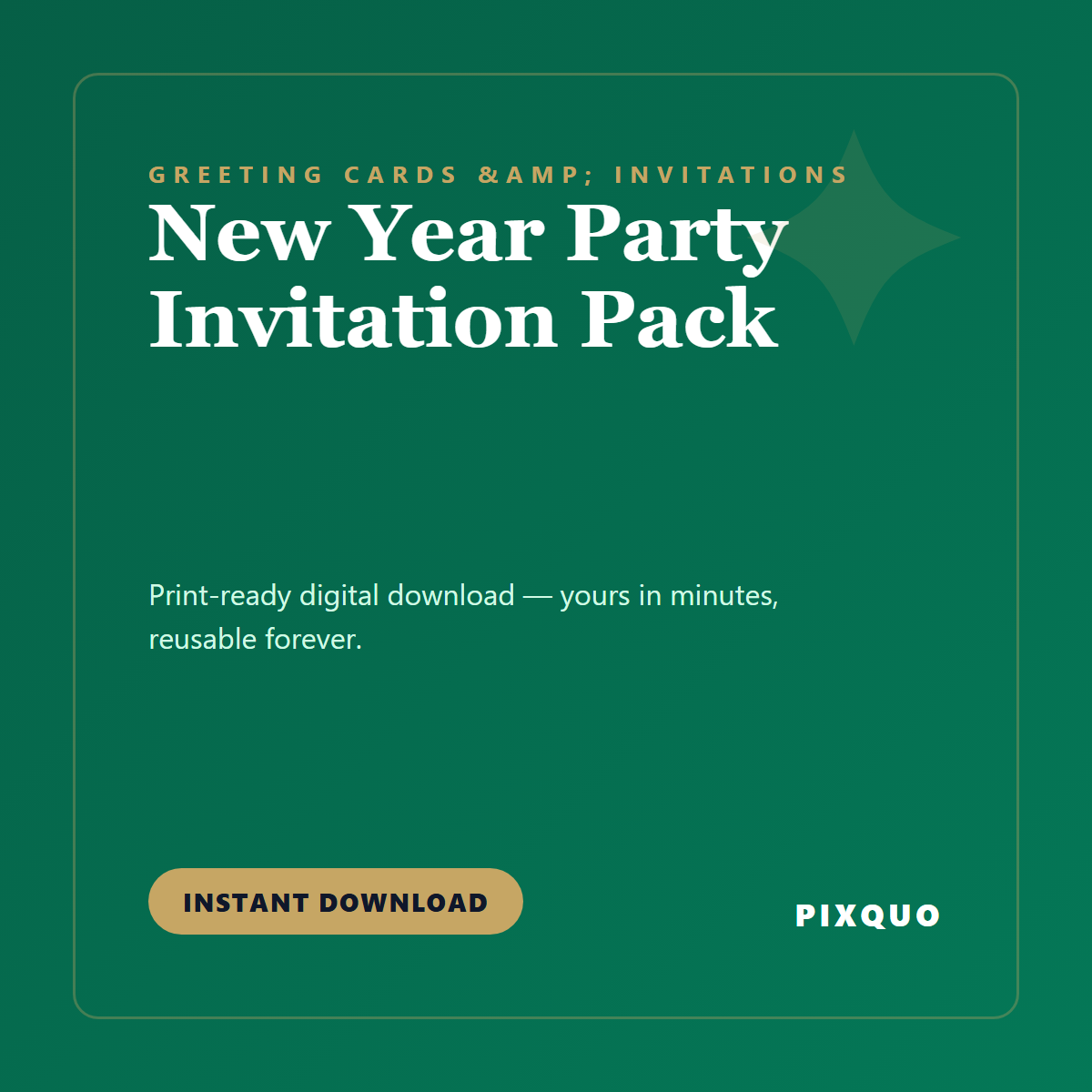 New Year Party Invitation Pack — printable digital download