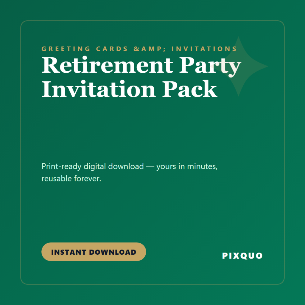 Retirement Party Invitation Pack — printable digital download