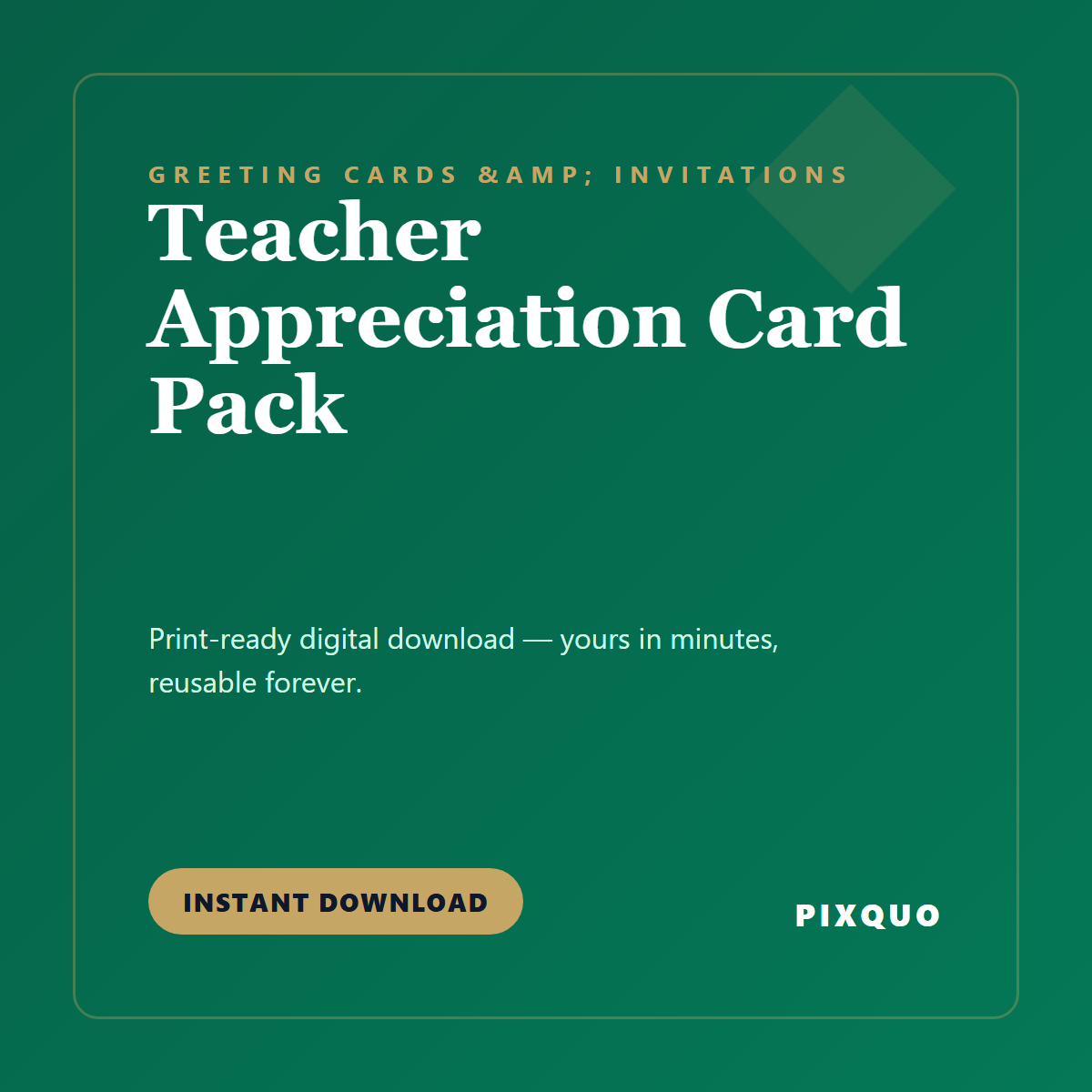 Teacher Appreciation Card Pack — printable digital download