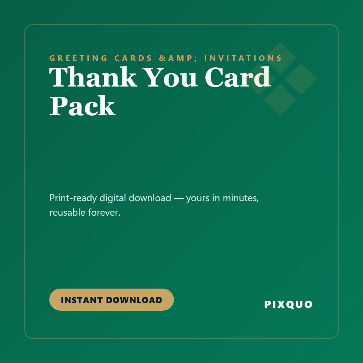 Thank You Card Pack — printable digital download
