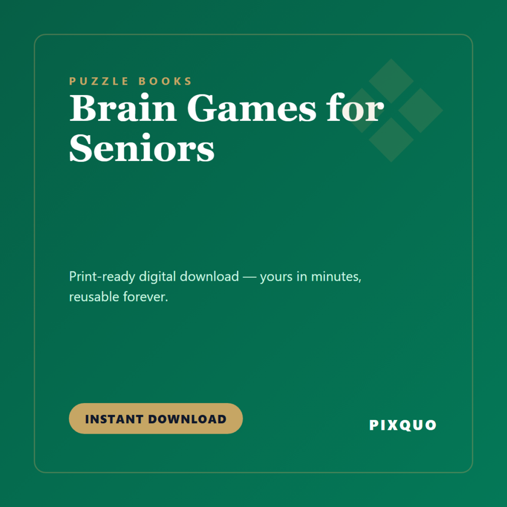 Brain Games for Seniors — printable digital download