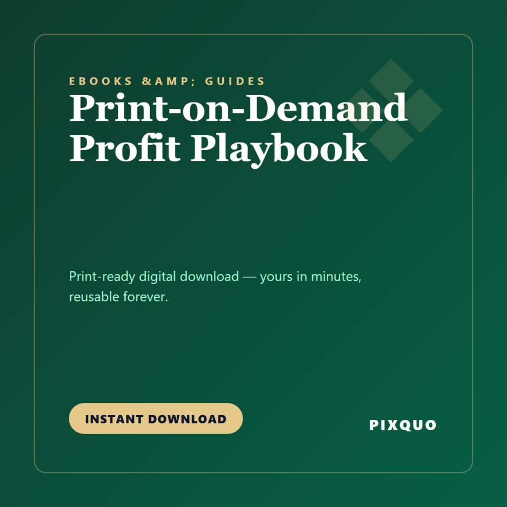 Print-on-Demand Profit Playbook — printable digital download