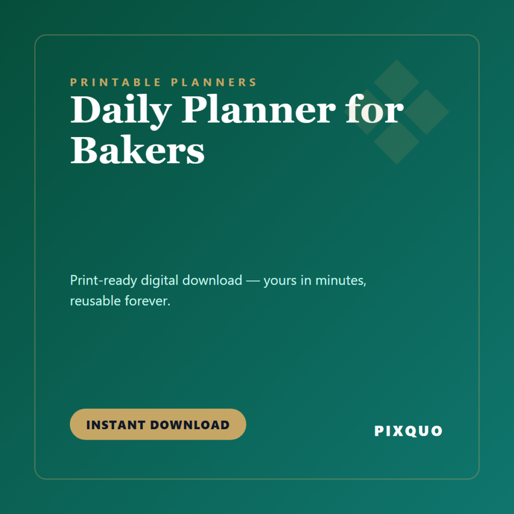 Daily Planner for Bakers — printable digital download
