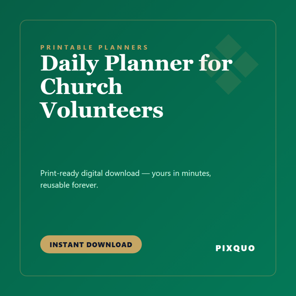 Daily Planner for Church Volunteers — printable digital download