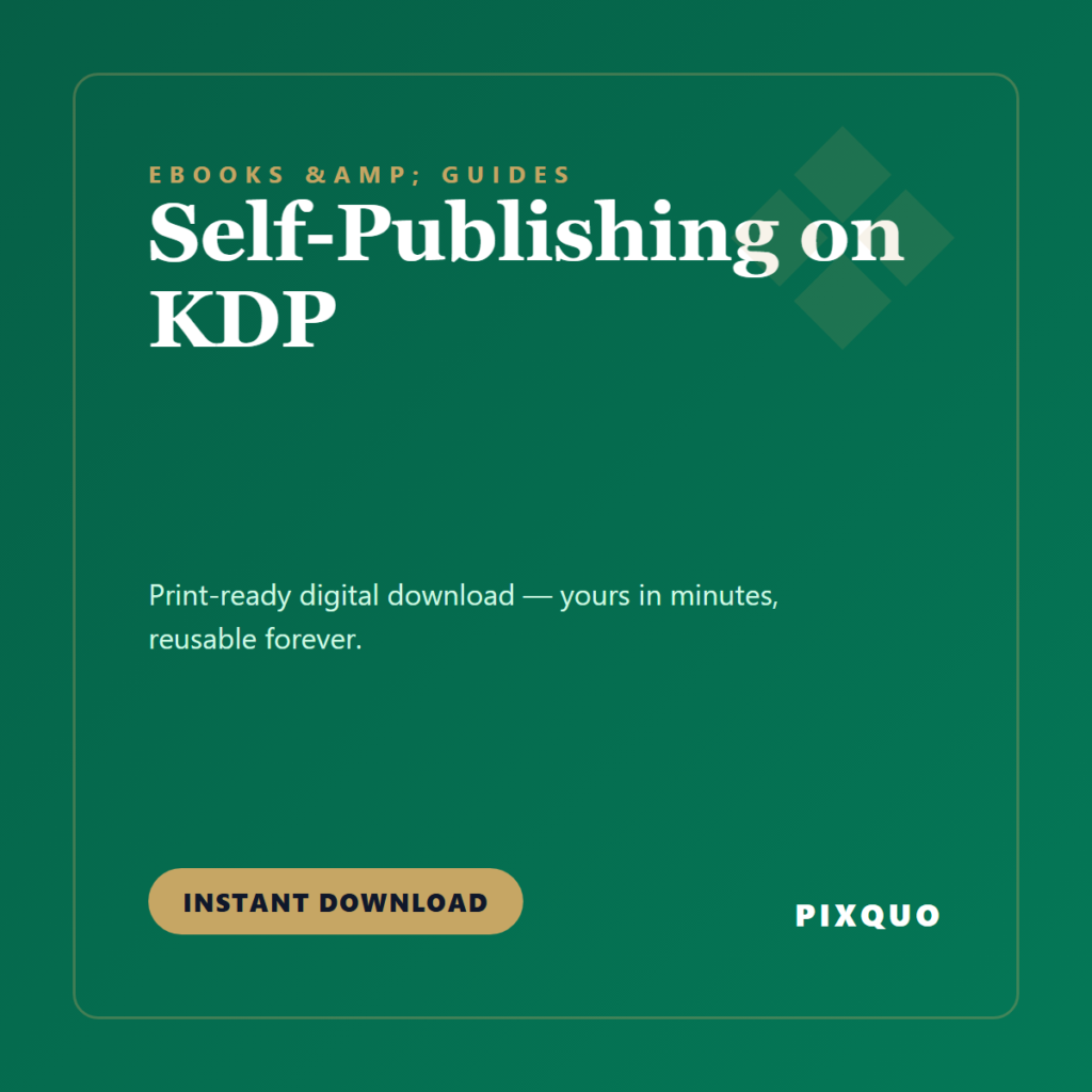 Self-Publishing on KDP — printable digital download