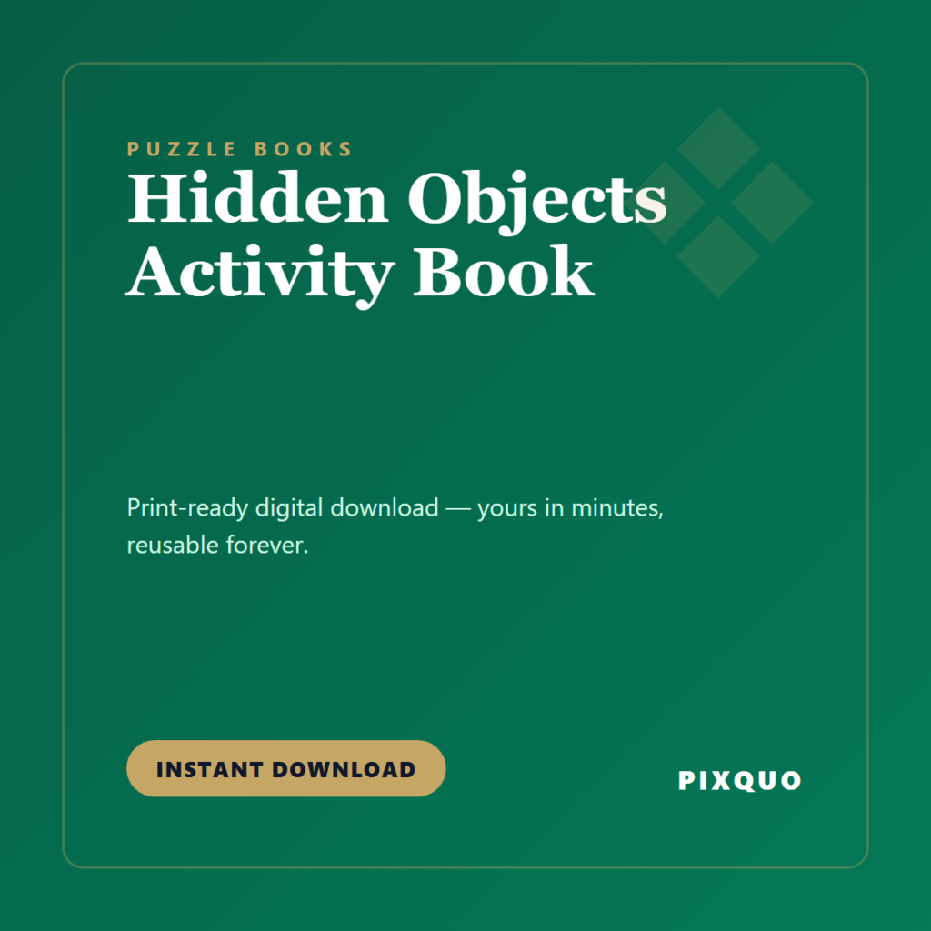 Hidden Objects Activity Book — printable digital download