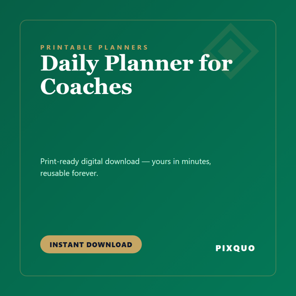 Daily Planner for Coaches — printable digital download