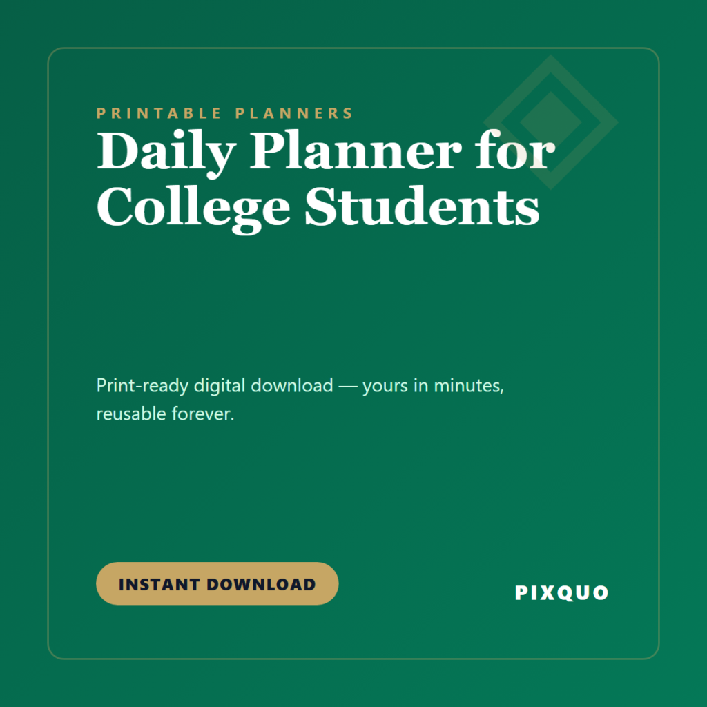 Daily Planner for College Students — printable digital download