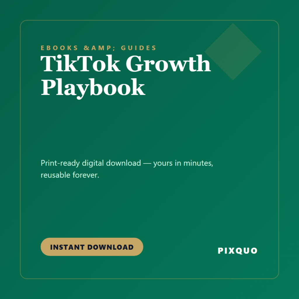 TikTok Growth Playbook — printable digital download
