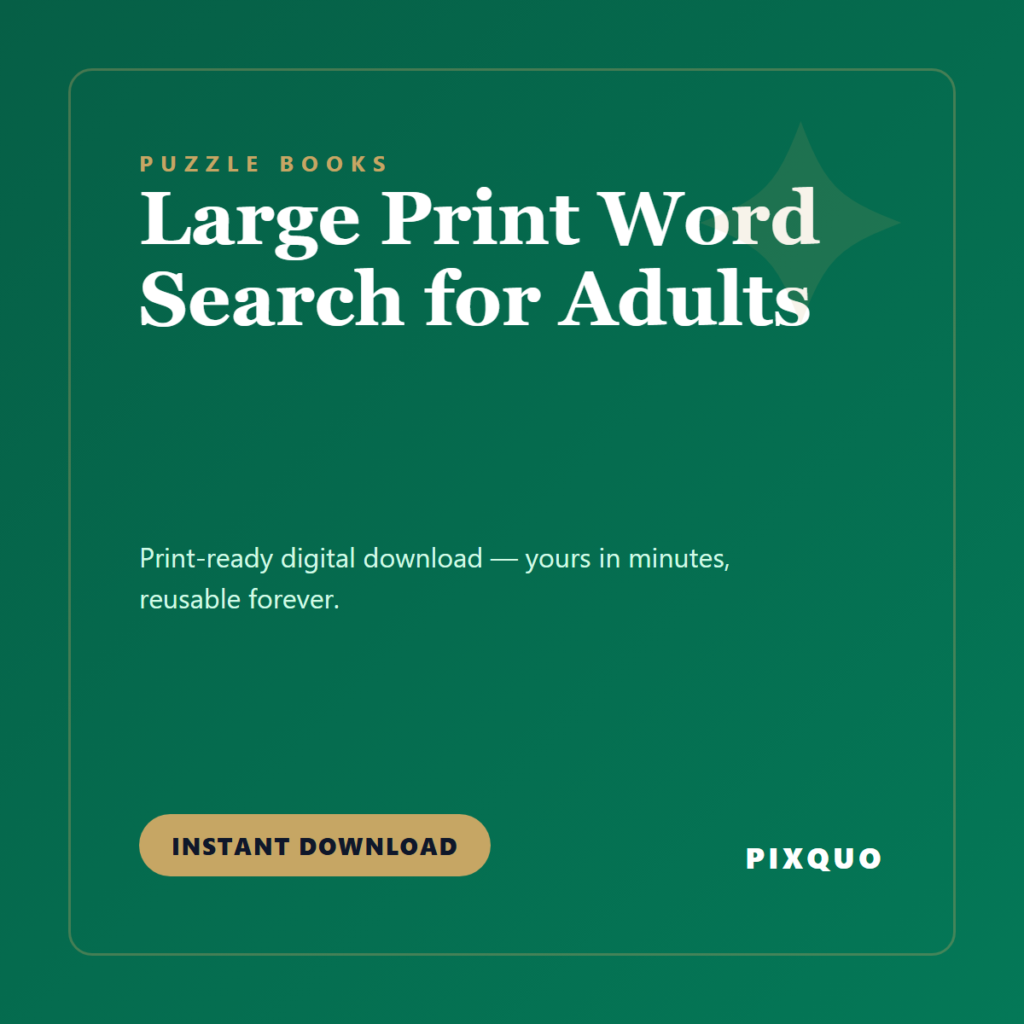 Large Print Word Search for Adults — printable digital download