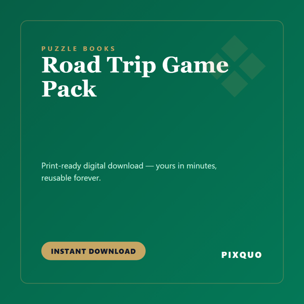 Road Trip Game Pack — printable digital download