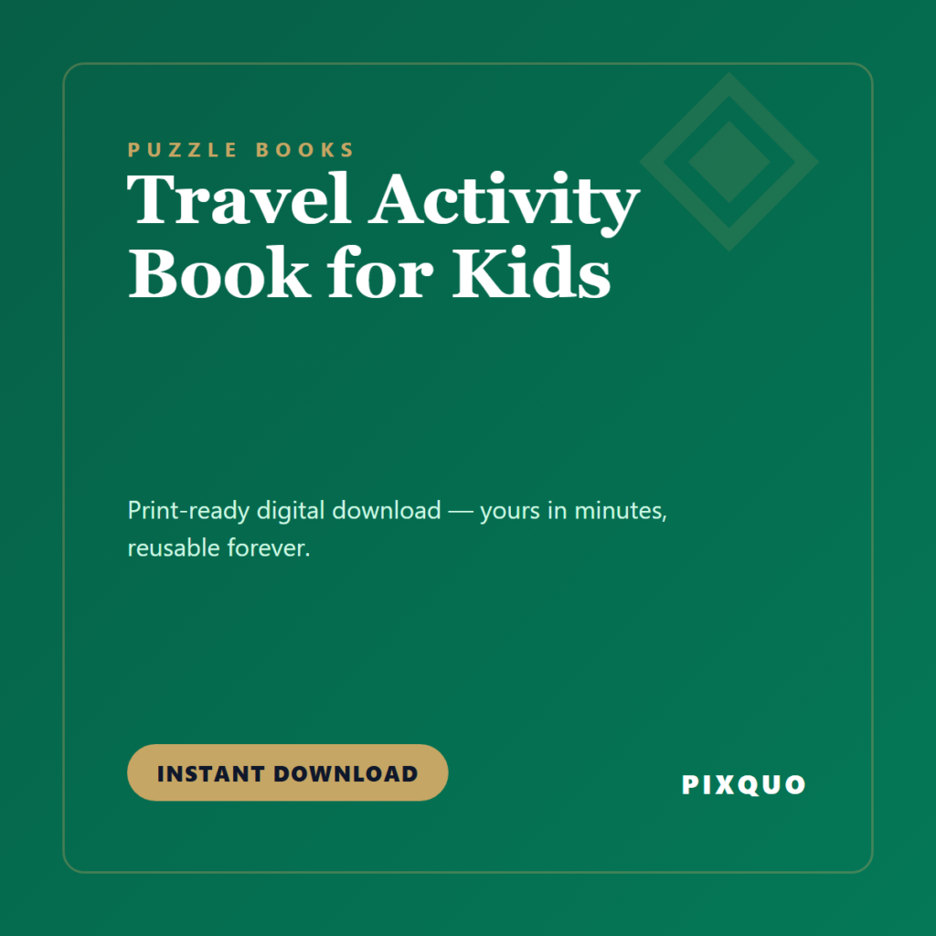Travel Activity Book for Kids — printable digital download