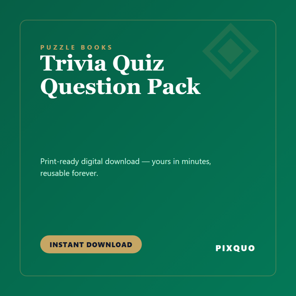 Trivia Quiz Question Pack — printable digital download