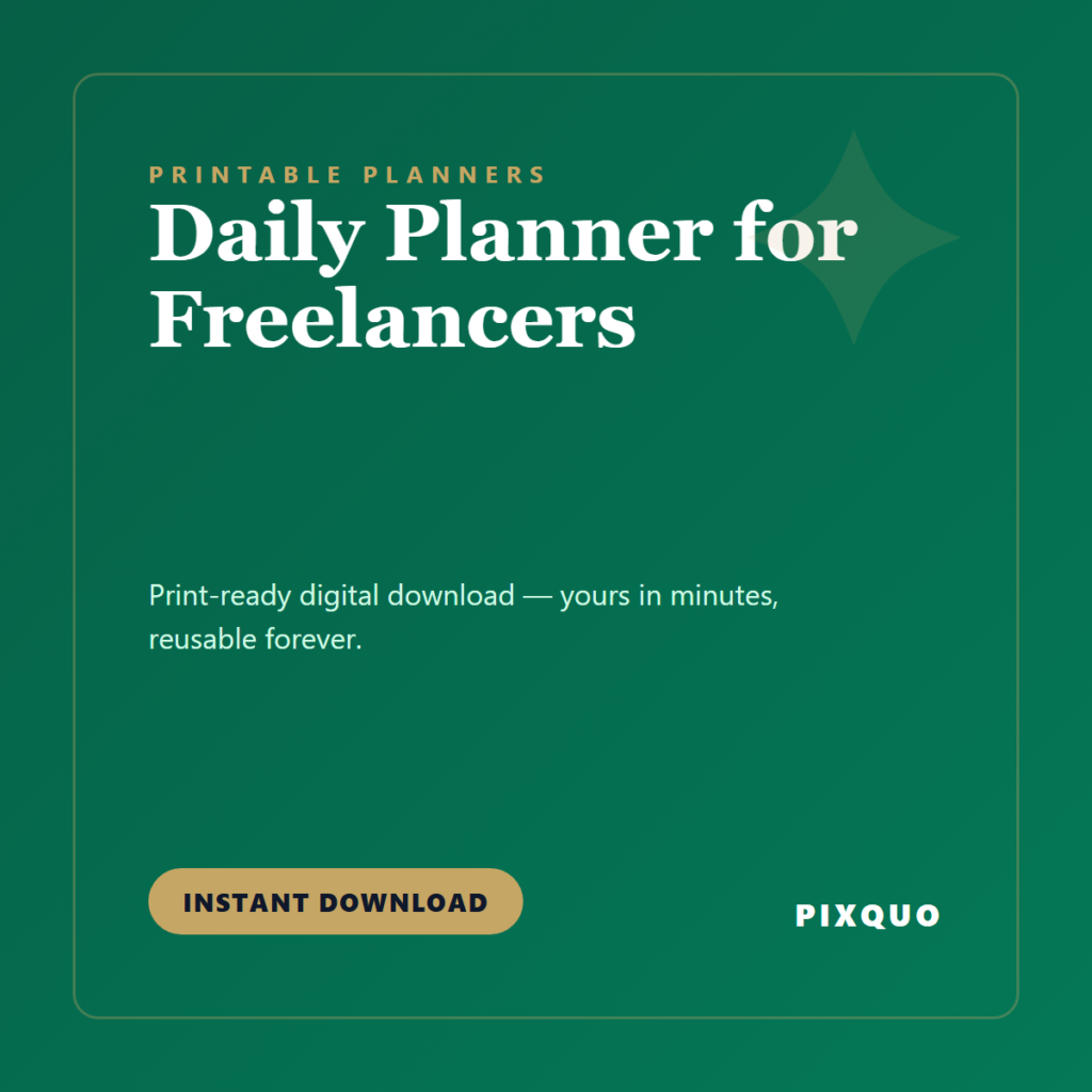 Daily Planner for Freelancers — printable digital download