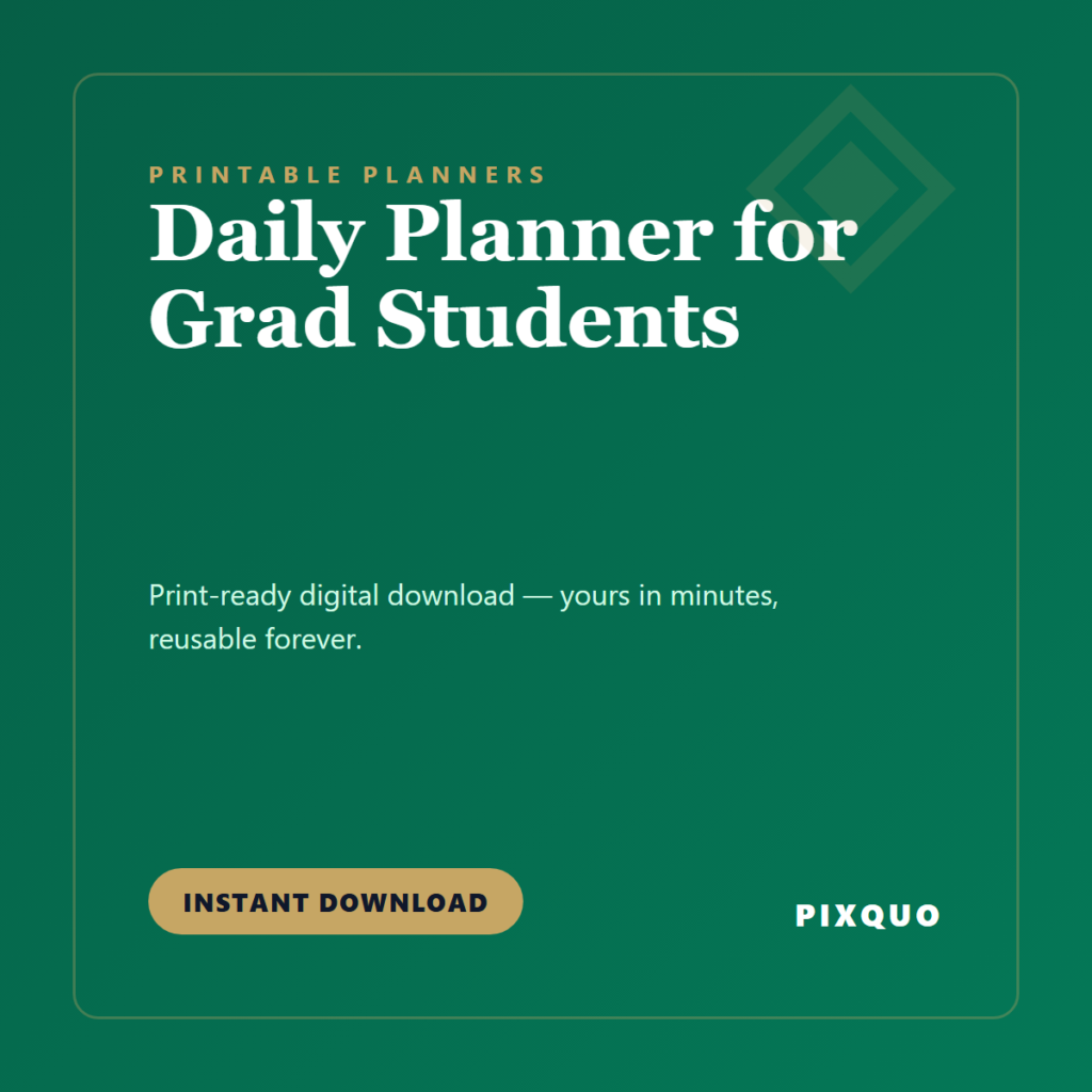 Daily Planner for Grad Students — printable digital download