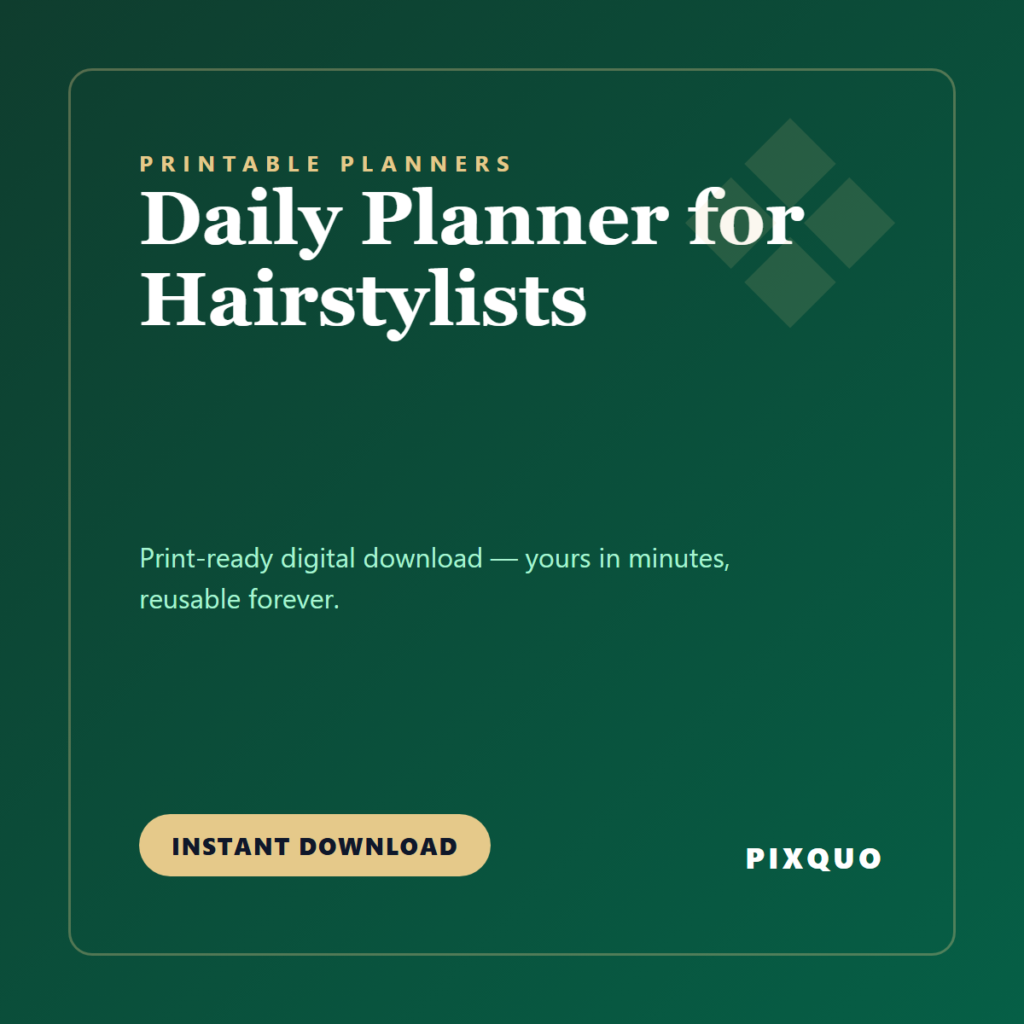 Daily Planner for Hairstylists — printable digital download