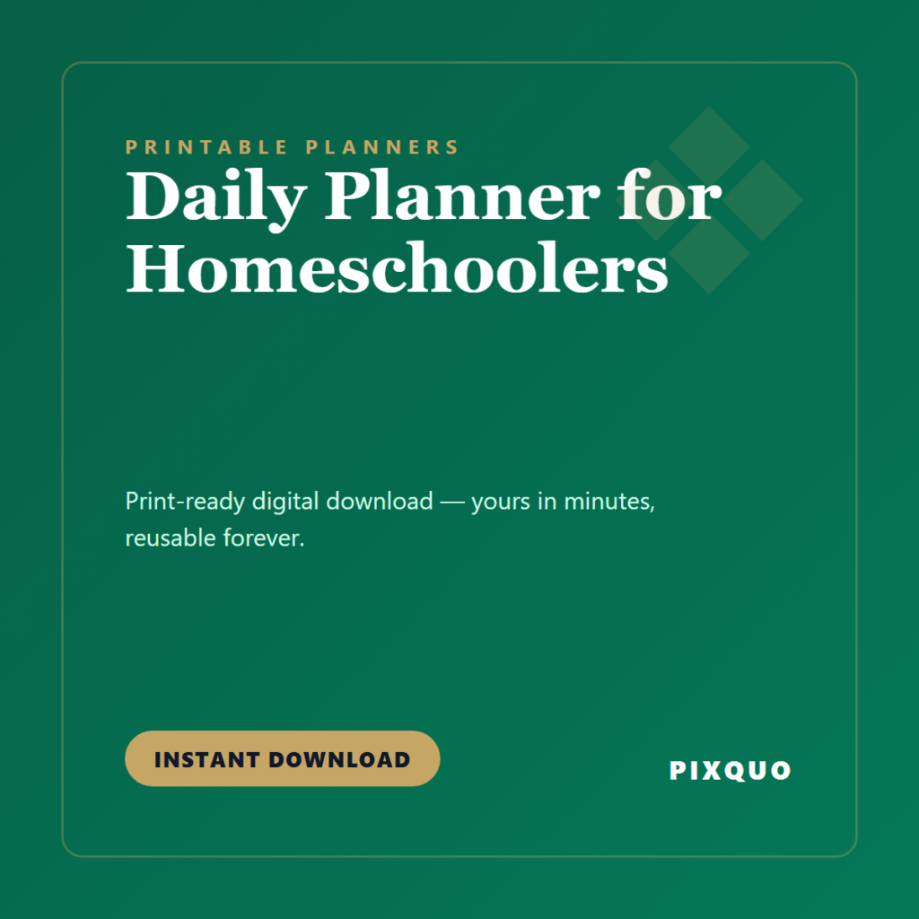 Daily Planner for Homeschoolers — printable digital download