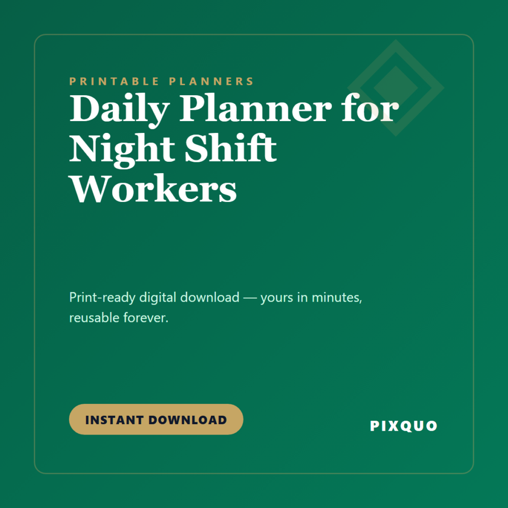 Daily Planner for Night Shift Workers — printable digital download