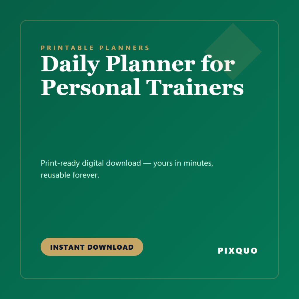 Daily Planner for Personal Trainers — printable digital download