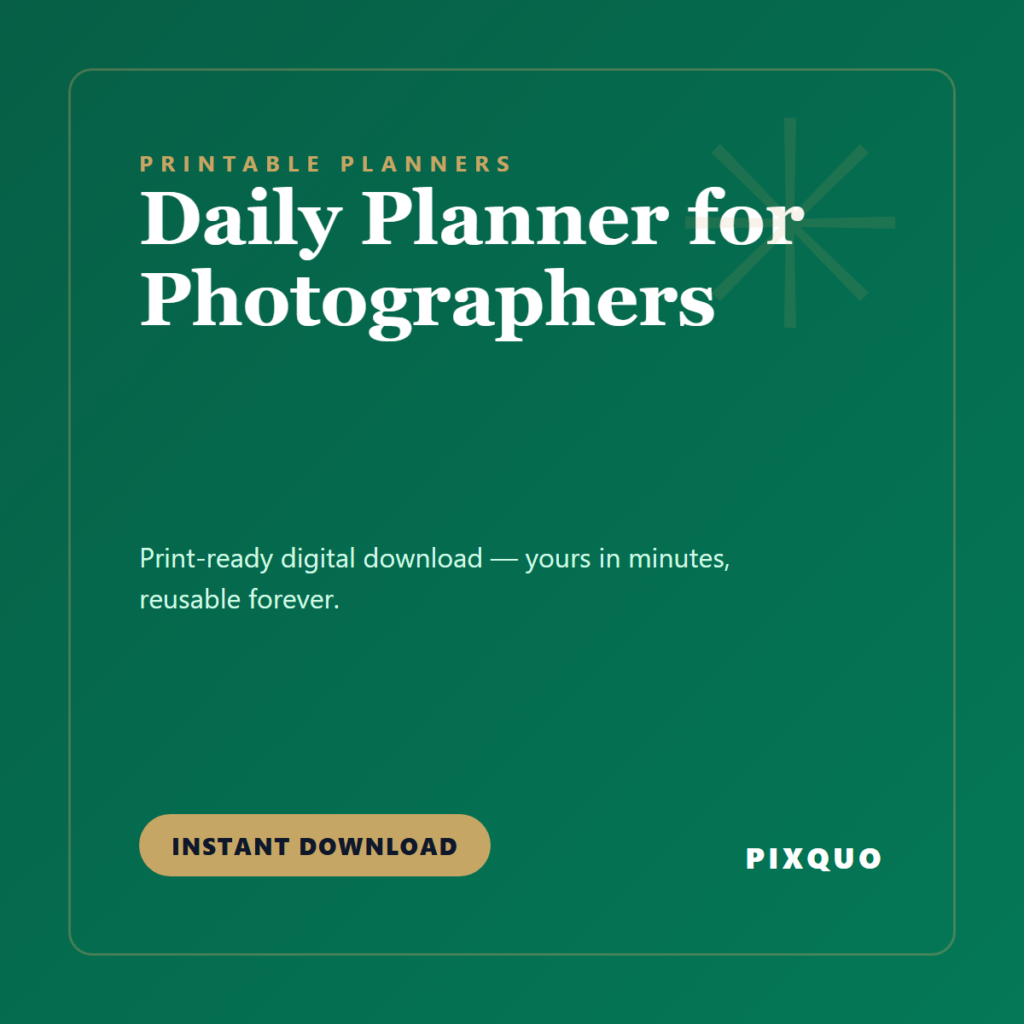 Daily Planner for Photographers — printable digital download