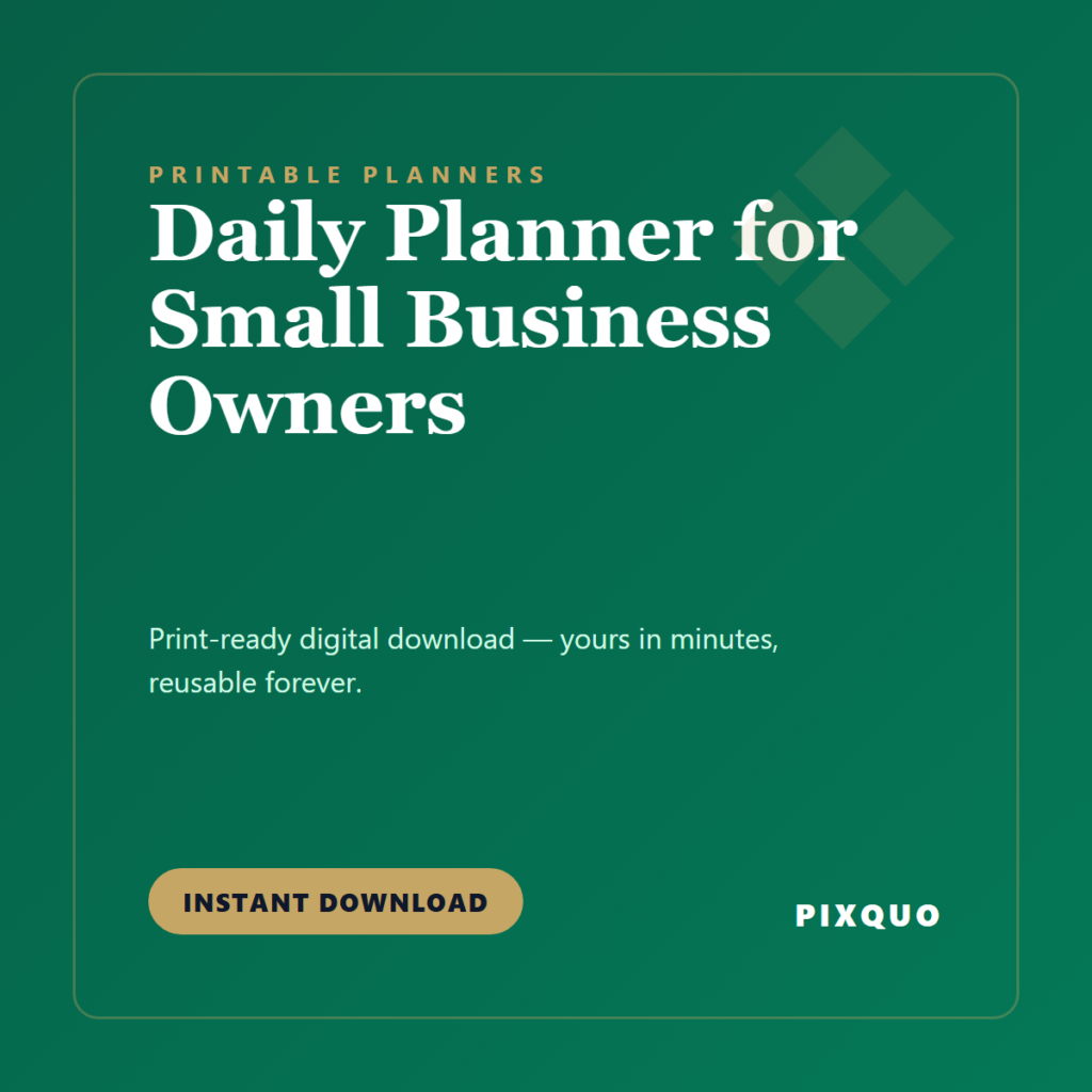 Daily Planner for Small Business Owners — printable digital download