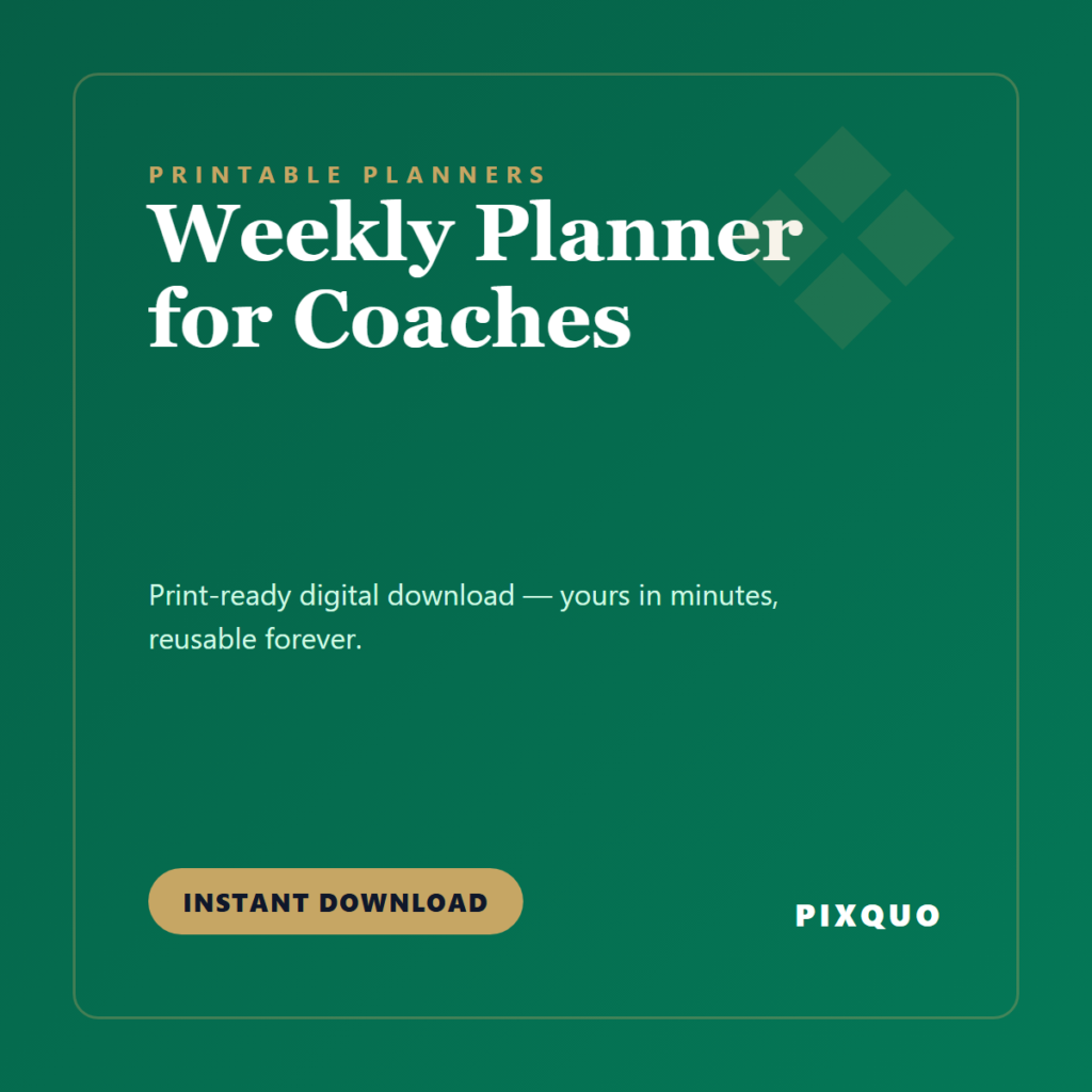 Weekly Planner for Coaches — printable digital download