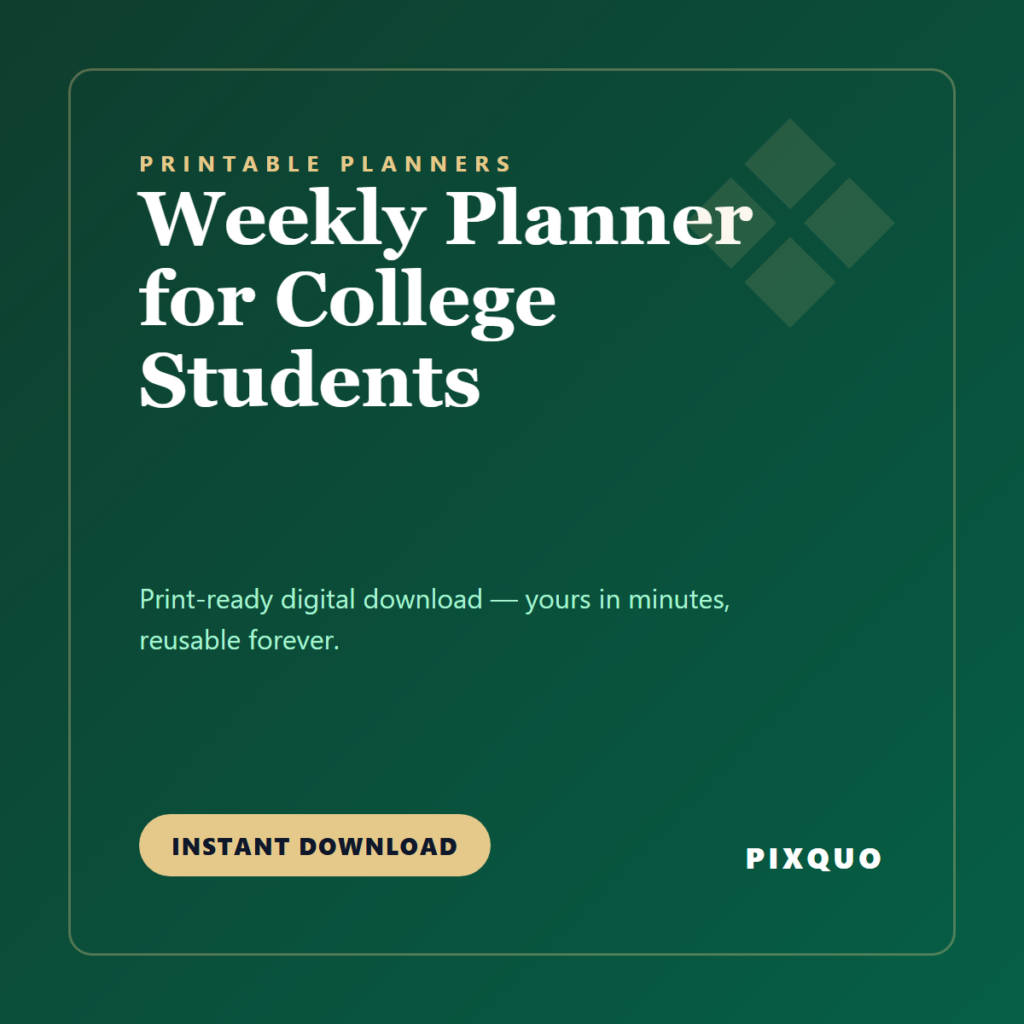 Weekly Planner for College Students — printable digital download