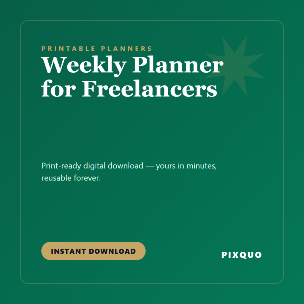 Weekly Planner for Freelancers — printable digital download