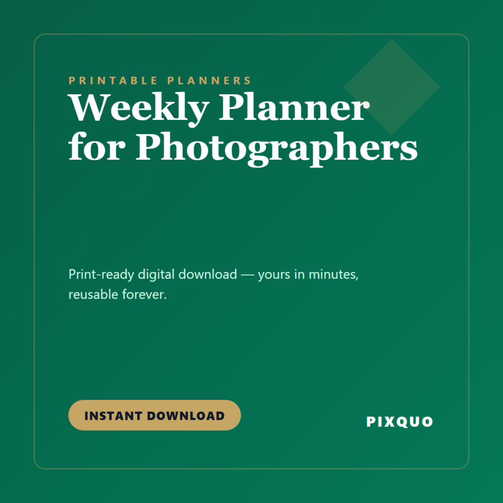 Weekly Planner for Photographers — printable digital download