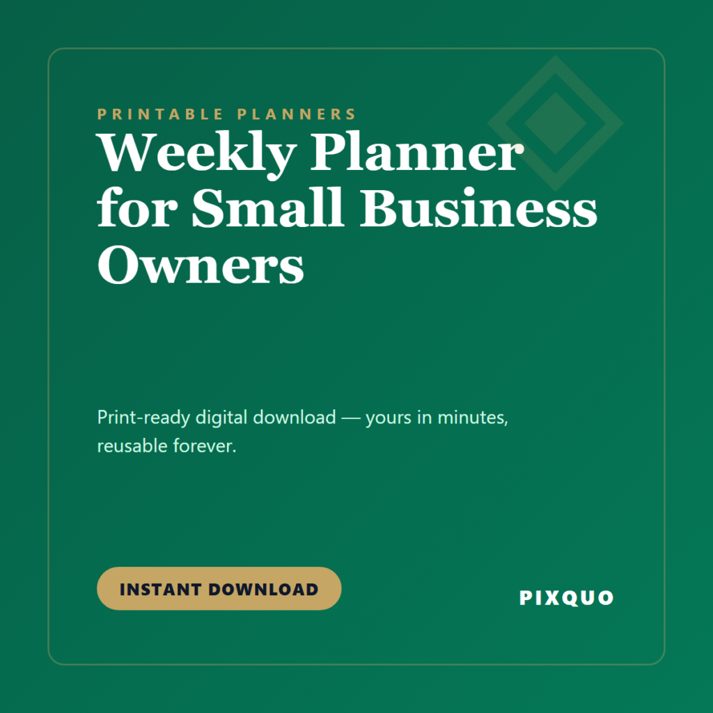 Weekly Planner for Small Business Owners — printable digital download