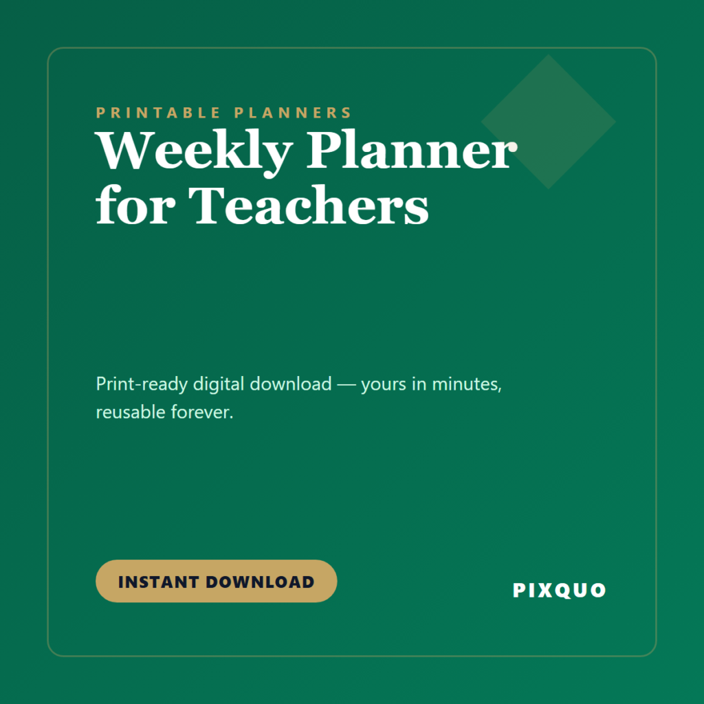 Weekly Planner for Teachers — printable digital download