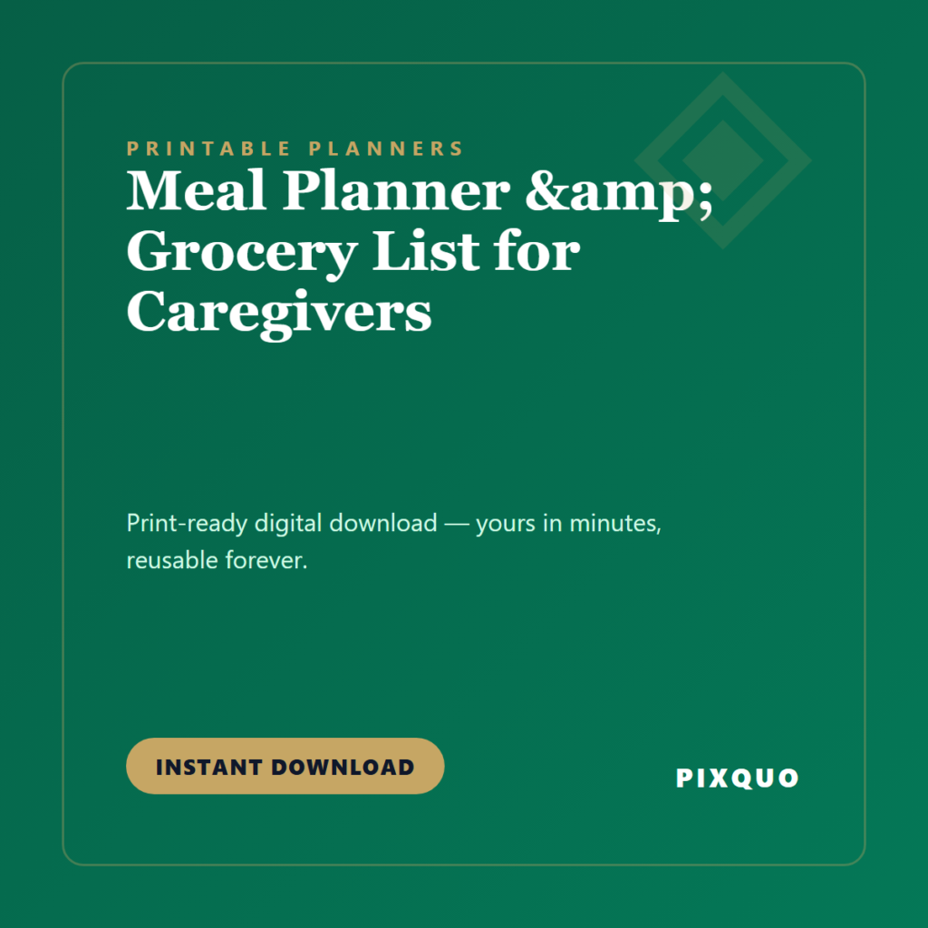 Meal Planner & Grocery List for Caregivers — printable digital download