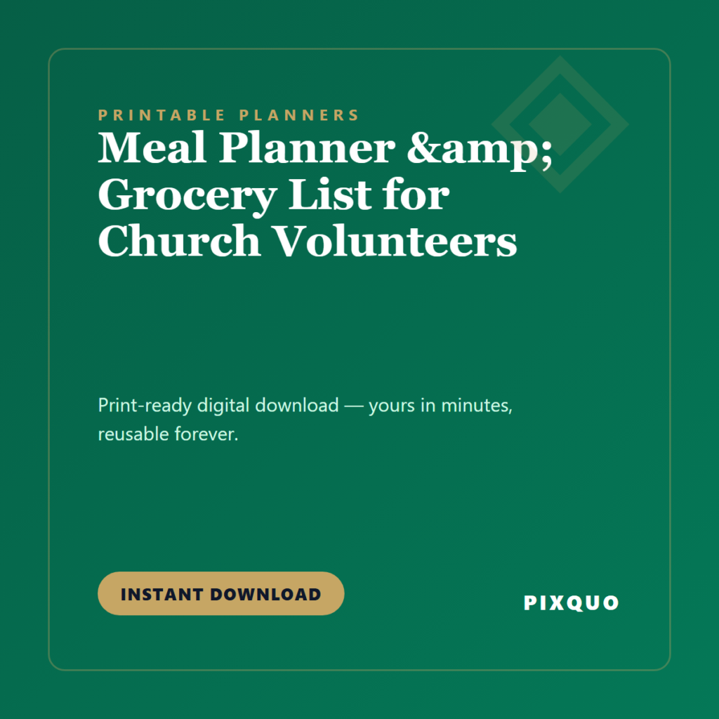 Meal Planner & Grocery List for Church Volunteers — printable digital download