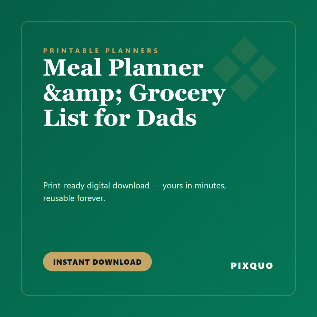 Meal Planner & Grocery List for Dads — printable digital download