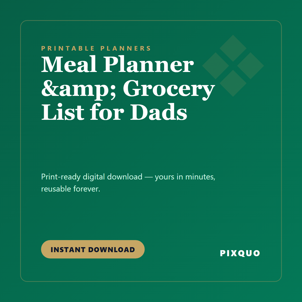 Meal Planner & Grocery List for Dads — printable digital download