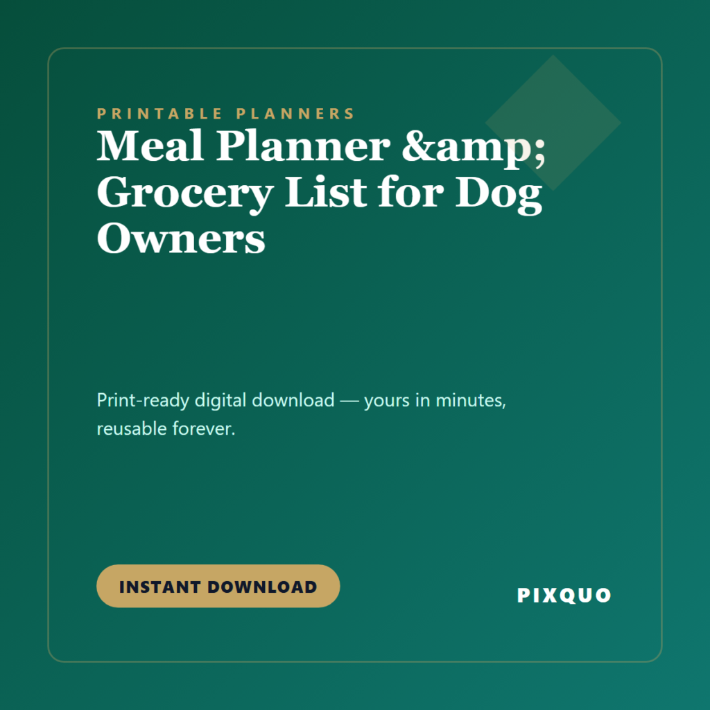 Meal Planner & Grocery List for Dog Owners — printable digital download
