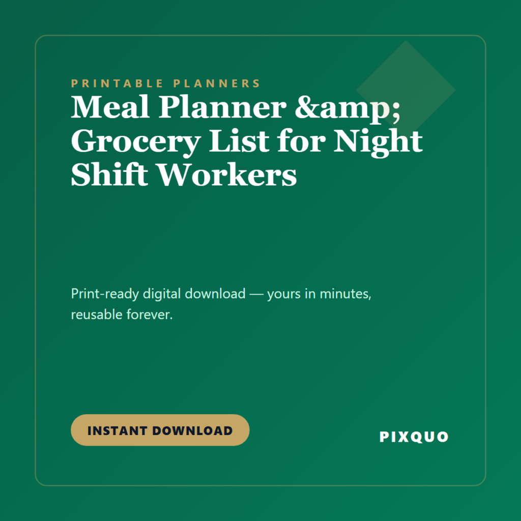Meal Planner & Grocery List for Night Shift Workers — printable digital download