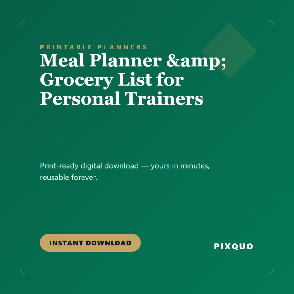 Meal Planner & Grocery List for Personal Trainers — printable digital download