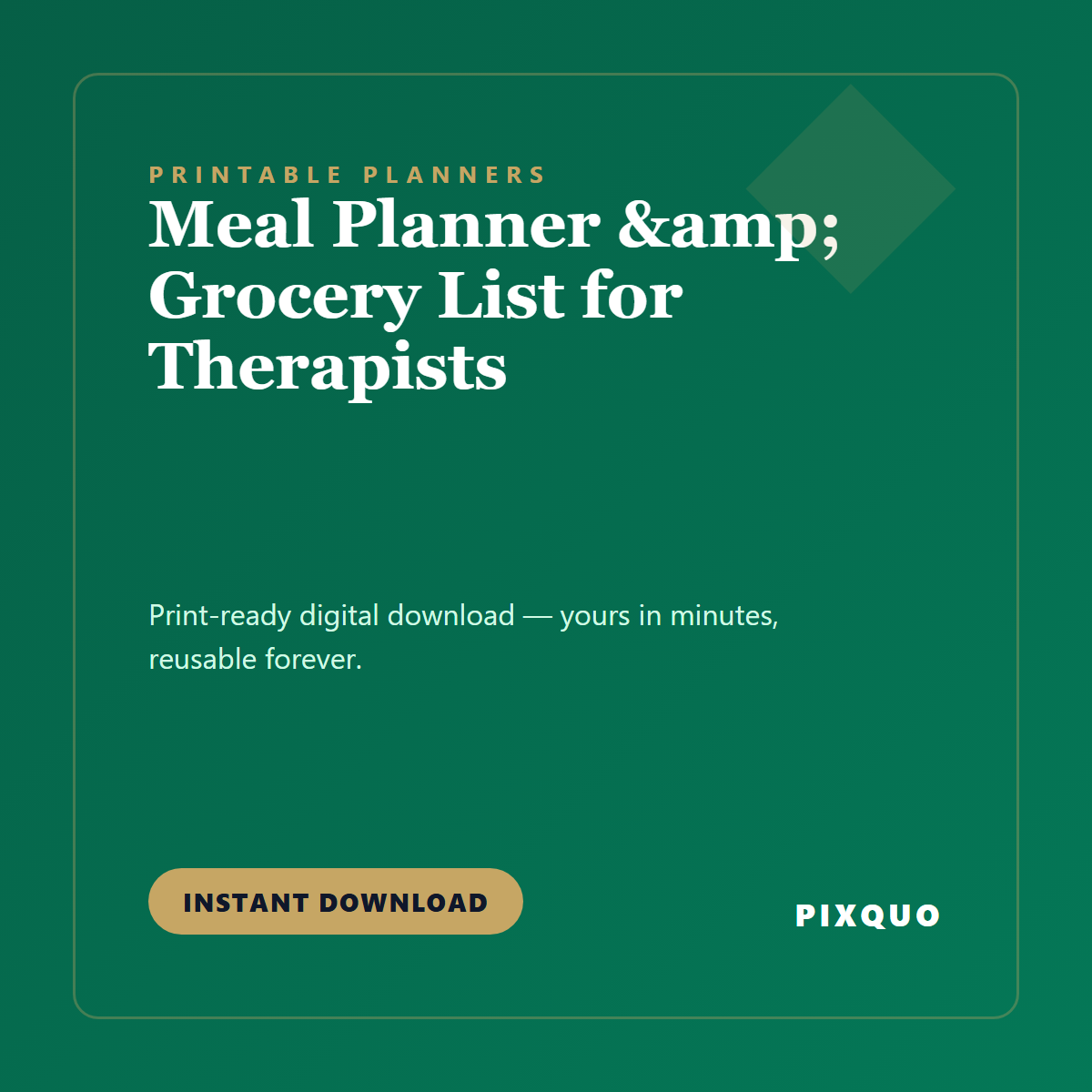 Meal Planner & Grocery List for Therapists — printable digital download