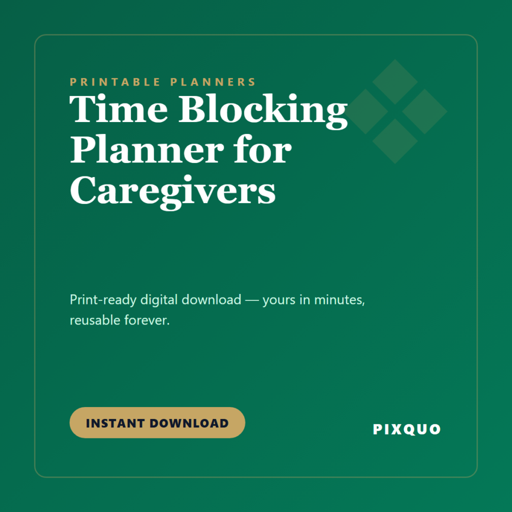 Time Blocking Planner for Caregivers — printable digital download