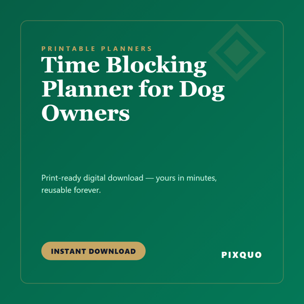 Time Blocking Planner for Dog Owners — printable digital download