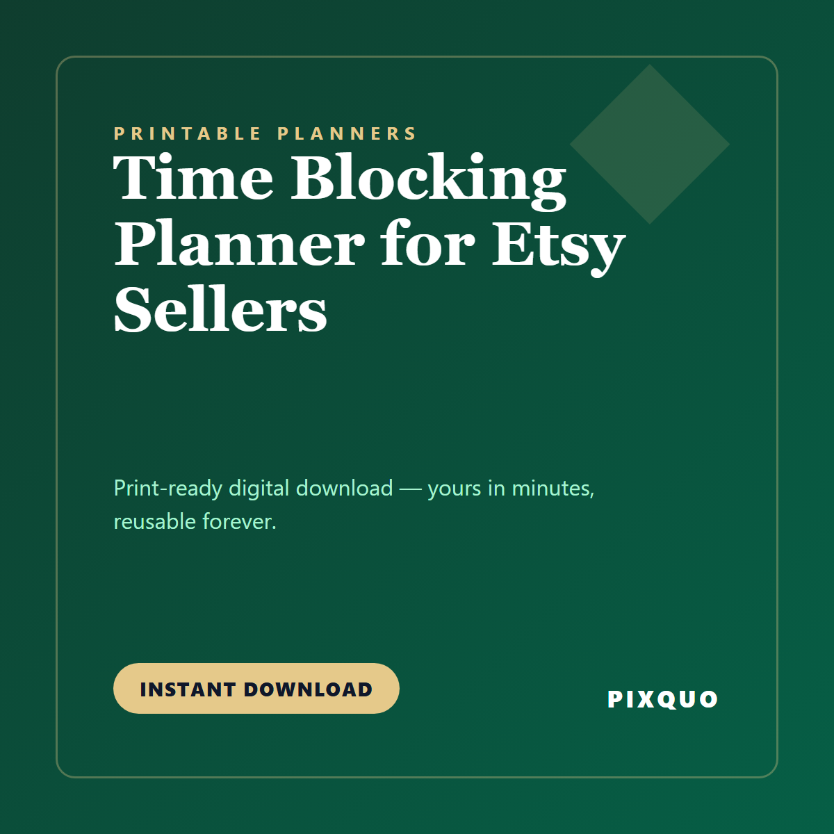 Time Blocking Planner for Etsy Sellers — printable digital download