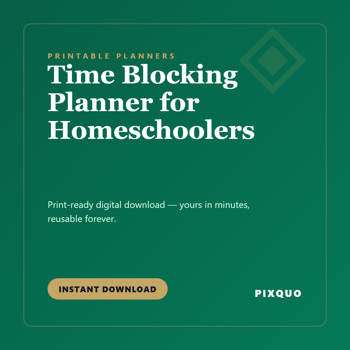 Time Blocking Planner for Homeschoolers — printable digital download