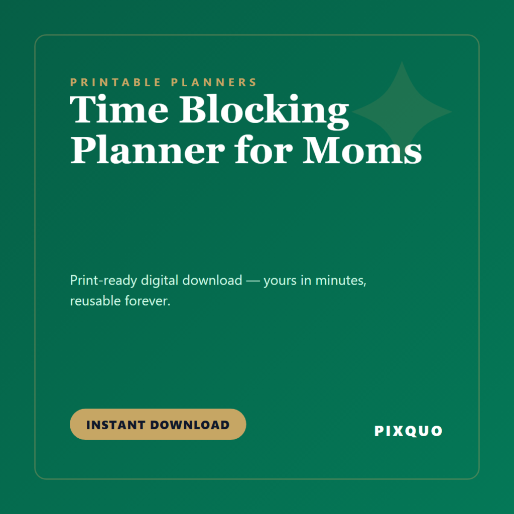 Time Blocking Planner for Moms — printable digital download