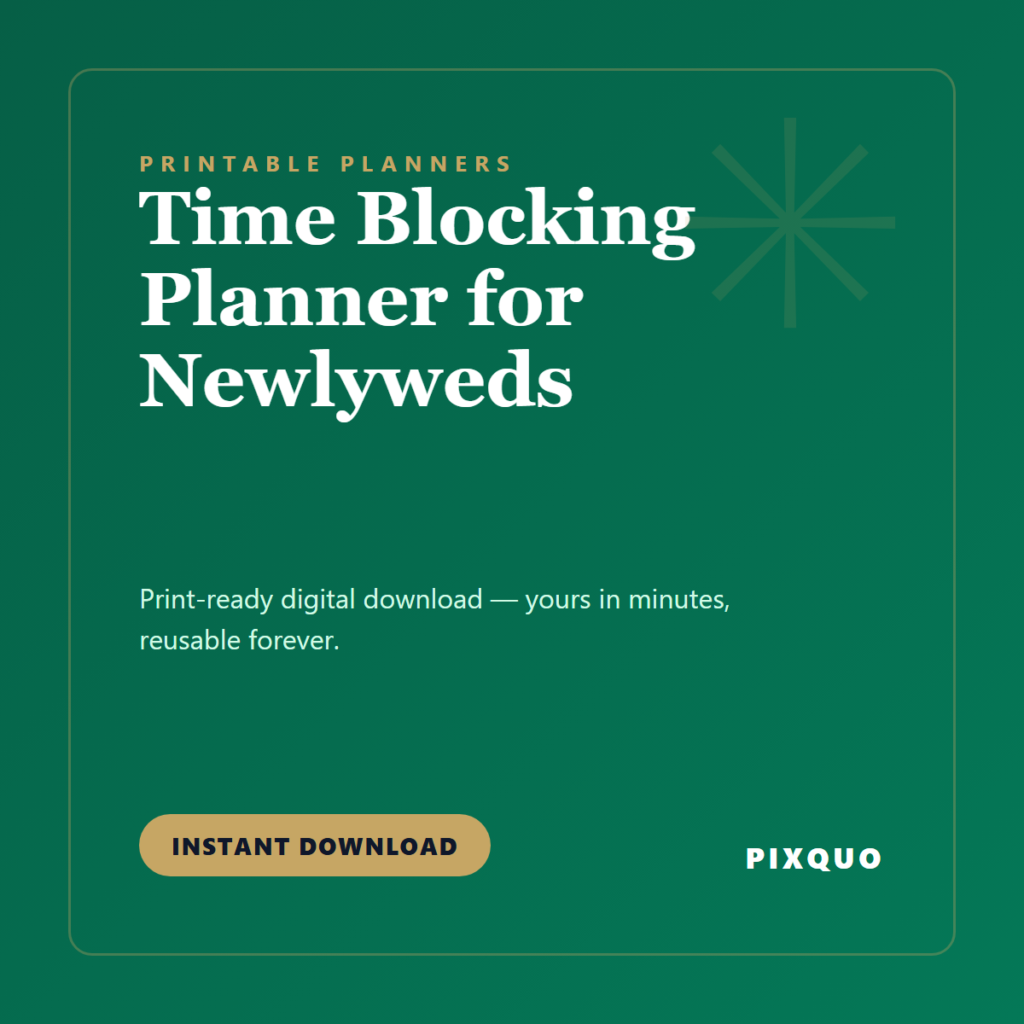 Time Blocking Planner for Newlyweds — printable digital download