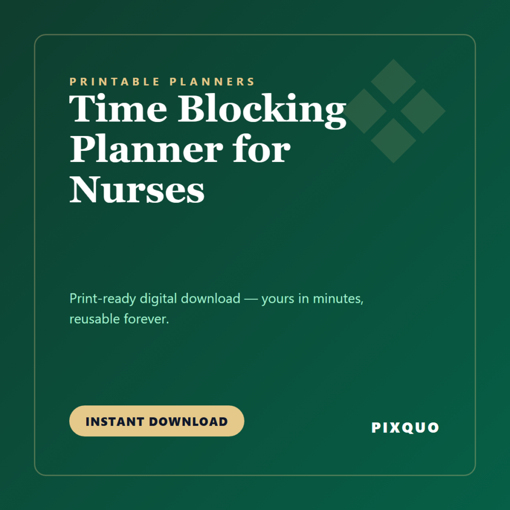 Time Blocking Planner for Nurses — printable digital download