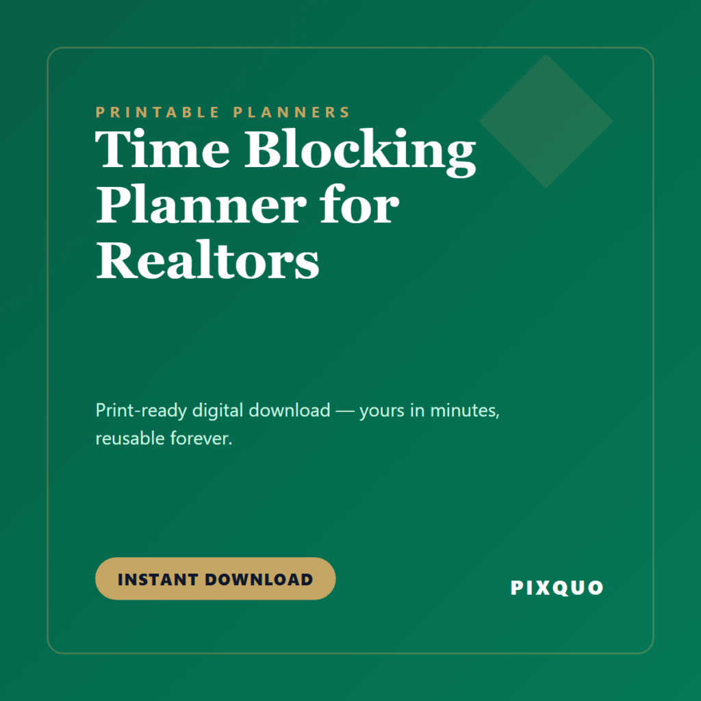 Time Blocking Planner for Realtors — printable digital download