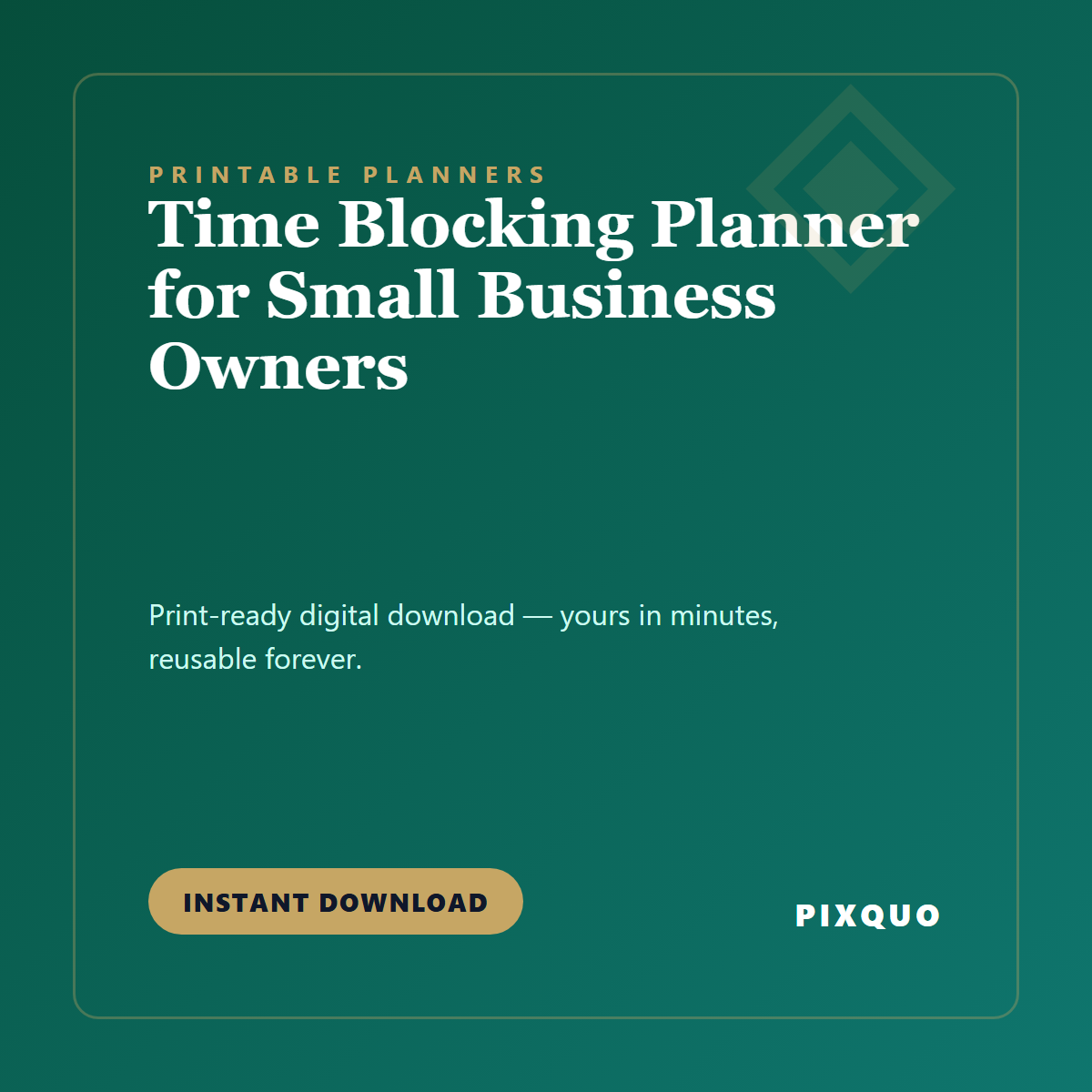 Time Blocking Planner for Small Business Owners — printable digital download